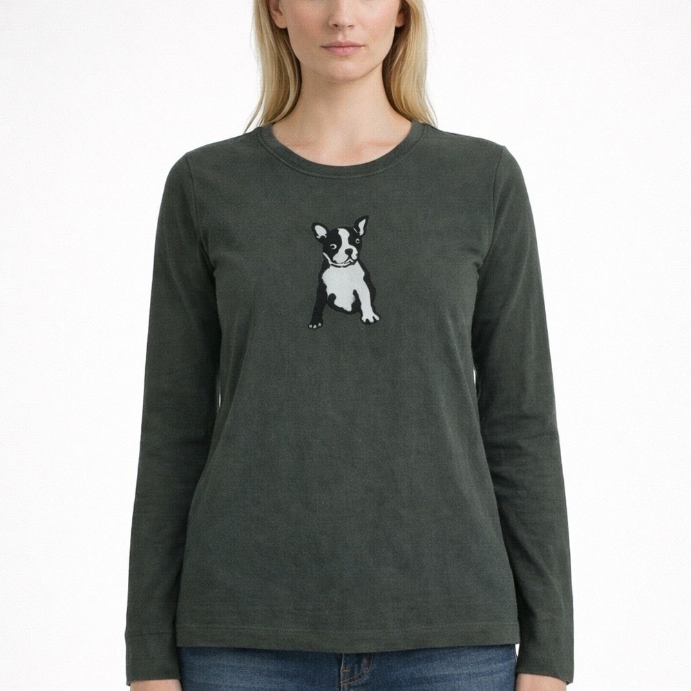 J Crew Mercantile‎ Gray Boston Terrier Sweater Medium Womens